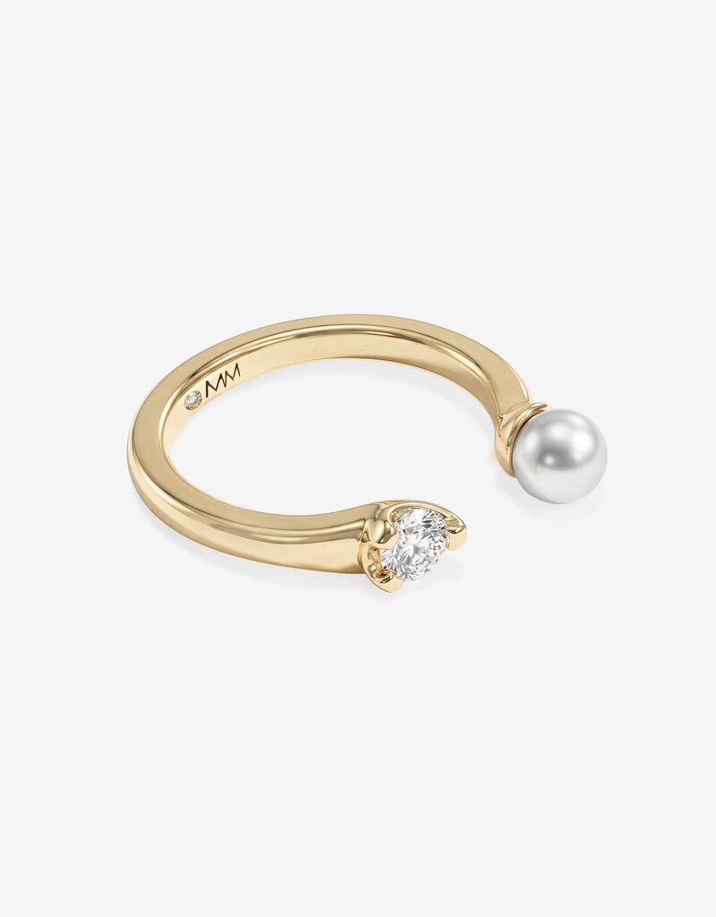 J.HOFFMAN'S Perfect Pearl Open Ring in Gold