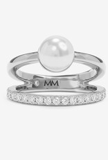 J.HOFFMAN'S Perfect Pearl Stacked Ring in Silver