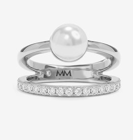 J.HOFFMAN'S Perfect Pearl Stacked Ring in Silver