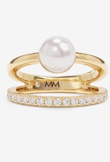 J.HOFFMAN'S Perfect Pearl Stacked Ring in Gold