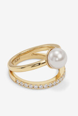 J.HOFFMAN'S Perfect Pearl Stacked Ring in Gold