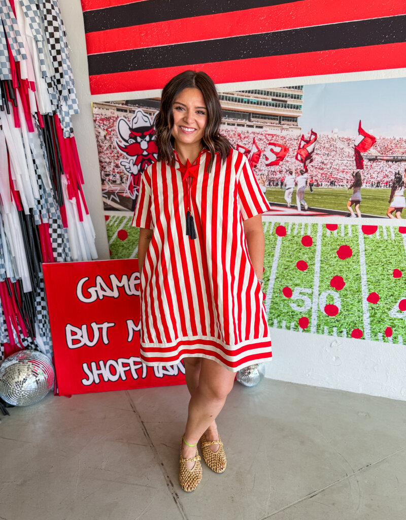 J.HOFFMAN'S Stripe Zone Dress- Red