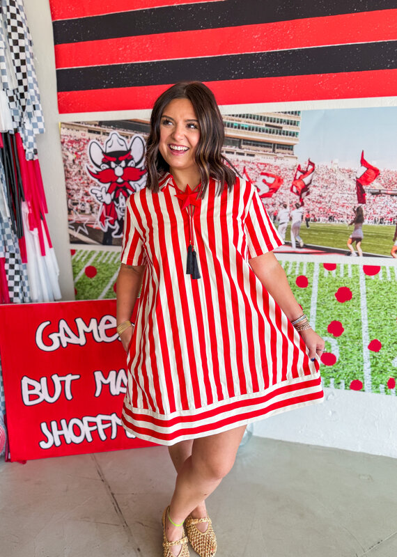 J.HOFFMAN'S Stripe Zone Dress- Red