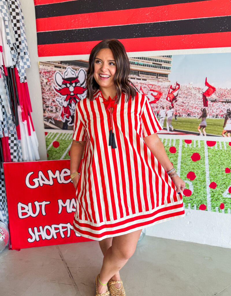 J.HOFFMAN'S Stripe Zone Dress- Red