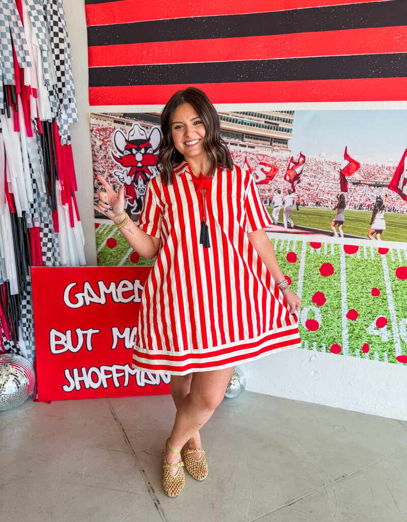 J.HOFFMAN'S Stripe Zone Dress- Red