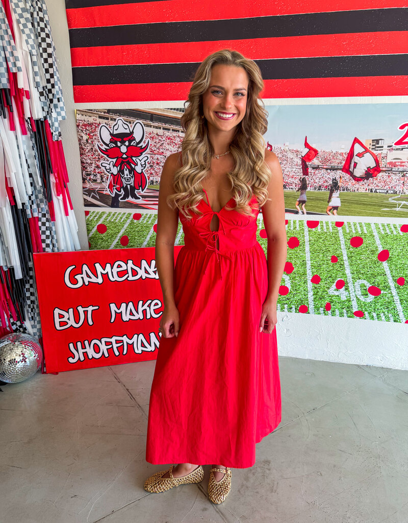 J.HOFFMAN'S Emma Midi Dress- Red