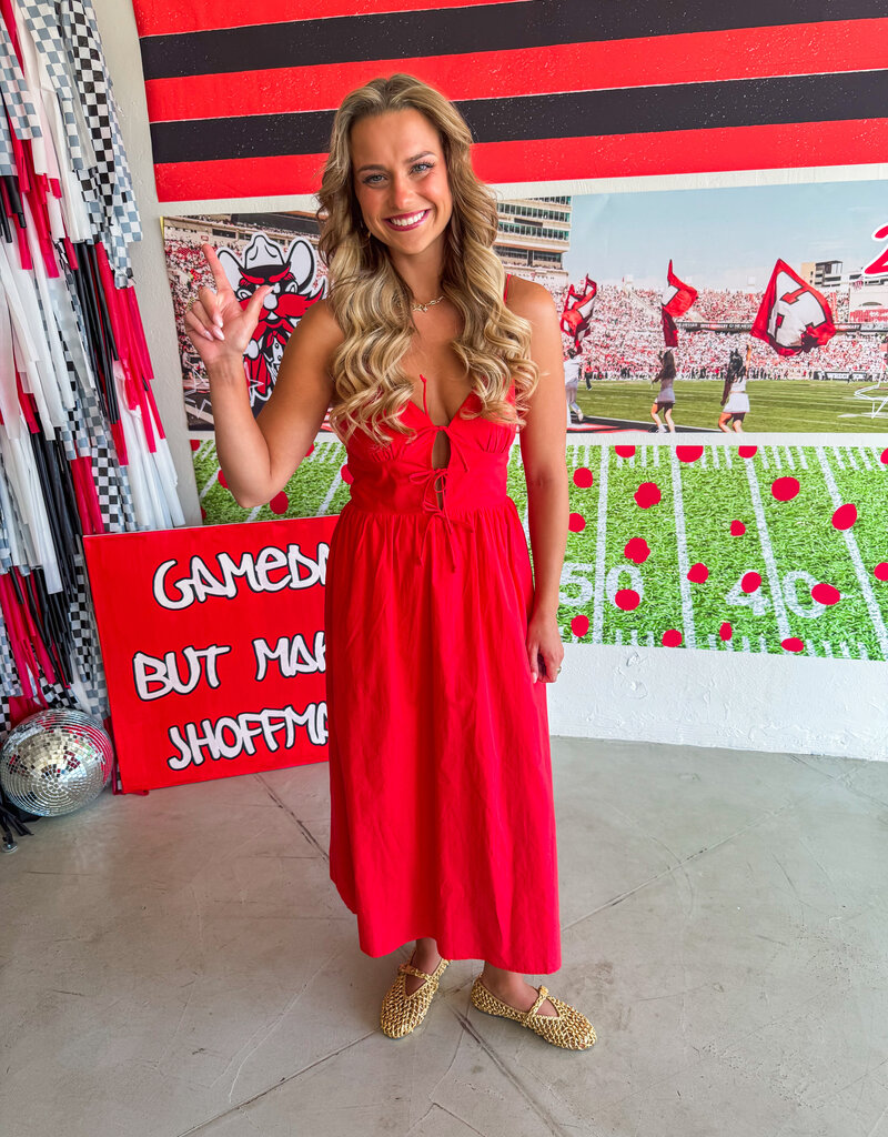J.HOFFMAN'S Emma Midi Dress- Red