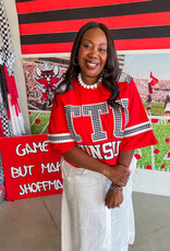 J.HOFFMAN'S Queen of Sparkles Texas Tech Gingham Jersey
