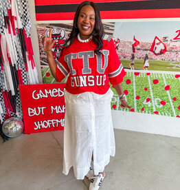 J.HOFFMAN'S Queen of Sparkles Texas Tech Gingham Jersey