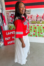 J.HOFFMAN'S Queen of Sparkles Texas Tech Gingham Jersey