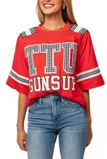 J.HOFFMAN'S Queen of Sparkles Texas Tech Gingham Jersey