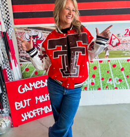 J.HOFFMAN'S Queen of Sparkles Texas Tech Bomber Jacket