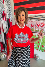 J.HOFFMAN'S Queen of Sparkles Texas Tech Gingham Mascot Tee
