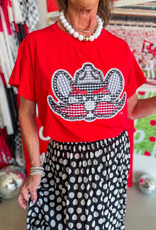 J.HOFFMAN'S Queen of Sparkles Texas Tech Gingham Mascot Tee