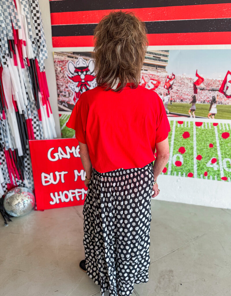J.HOFFMAN'S Queen of Sparkles Texas Tech Gingham Mascot Tee