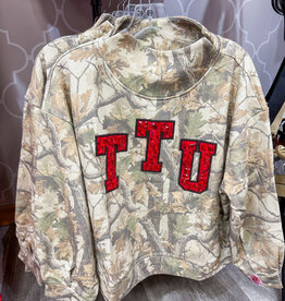 J.HOFFMAN'S Queen of Sparkles Texas Tech Camo Mockneck