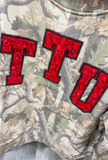 J.HOFFMAN'S Queen of Sparkles Texas Tech Camo Mockneck