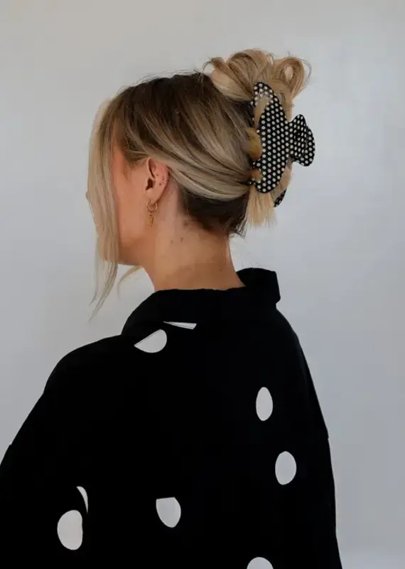 J.HOFFMAN'S Oversized Black & White Dot Claw Clip