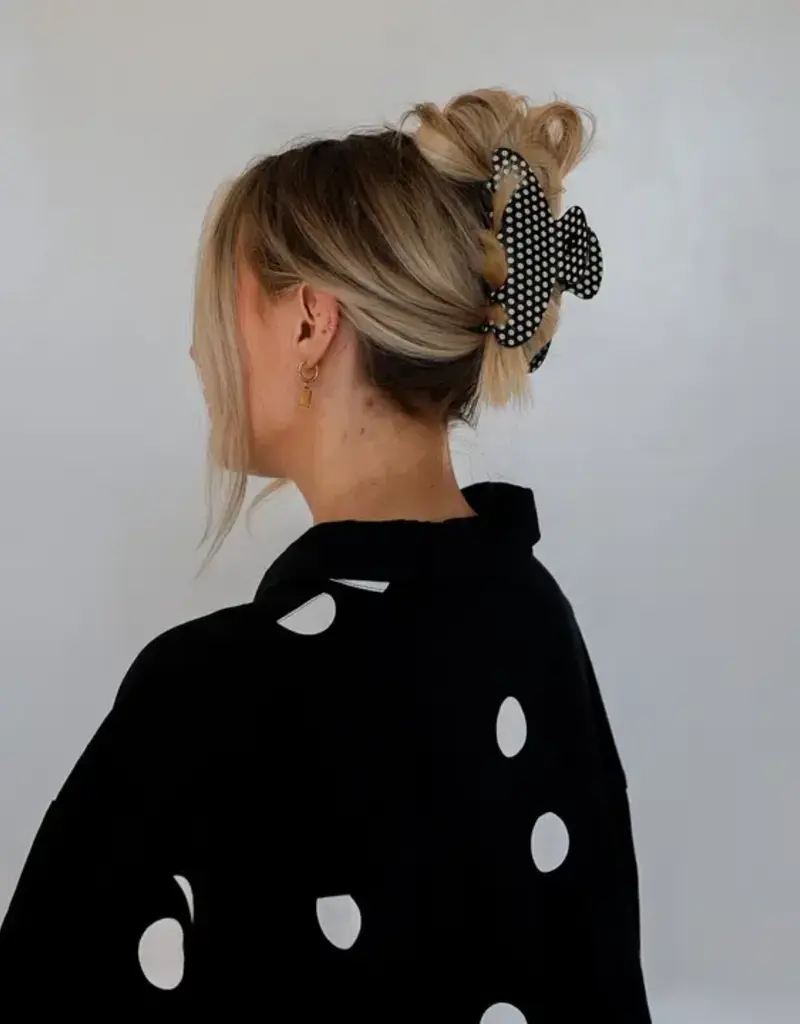 J.HOFFMAN'S Oversized Black & White Dot Claw Clip