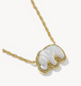 KENDRA SCOTT Elephant Pendant Necklace in Light Grey Mop