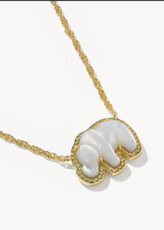 KENDRA SCOTT Elephant Pendant Necklace in Light Grey Mop