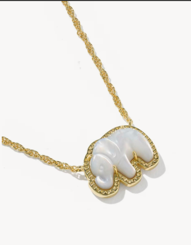 KENDRA SCOTT Elephant Pendant Necklace in Light Grey Mop