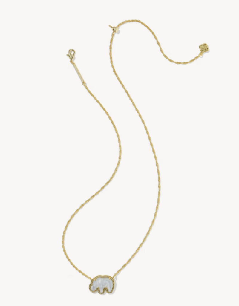 KENDRA SCOTT Elephant Pendant Necklace in Light Grey Mop