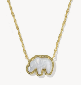 KENDRA SCOTT Elephant Pendant Necklace in Light Grey Mop