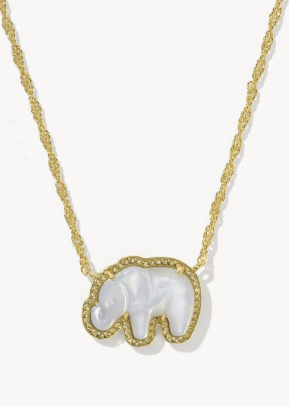 KENDRA SCOTT Elephant Pendant Necklace in Light Grey Mop