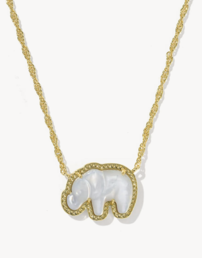 KENDRA SCOTT Elephant Pendant Necklace in Light Grey Mop