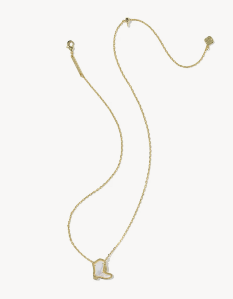 KENDRA SCOTT Drill Team Boot Pendant Necklace in Ivory Mop