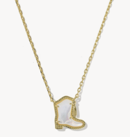 KENDRA SCOTT Drill Team Boot Pendant Necklace in Ivory Mop