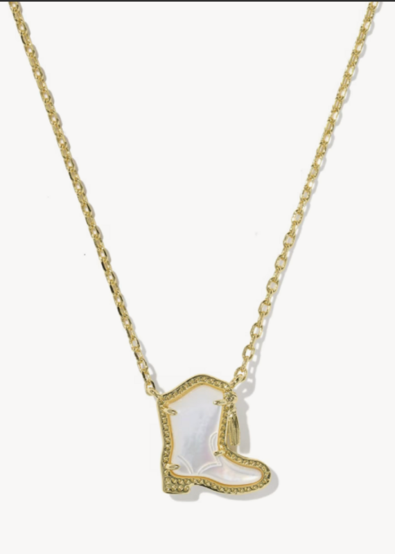 KENDRA SCOTT Drill Team Boot Pendant Necklace in Ivory Mop