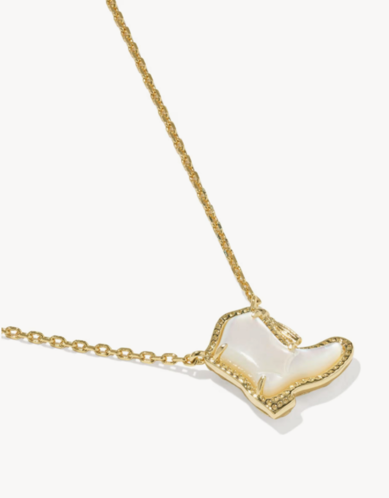 KENDRA SCOTT Drill Team Boot Pendant Necklace in Ivory Mop