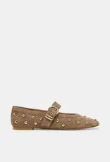 J.HOFFMAN'S Mikel Stud Flat in Olive Suede