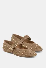 J.HOFFMAN'S Mikel Stud Flat in Olive Suede