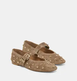 J.HOFFMAN'S Mikel Stud Flat in Olive Suede