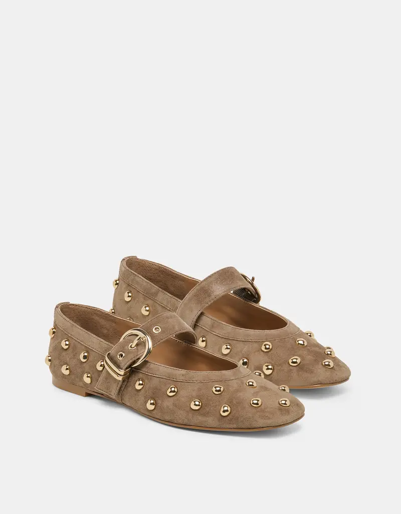 J.HOFFMAN'S Mikel Stud Flat in Olive Suede