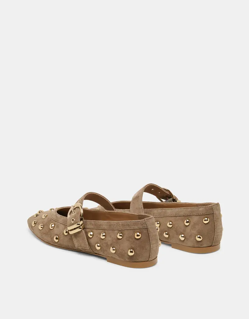 J.HOFFMAN'S Mikel Stud Flat in Olive Suede