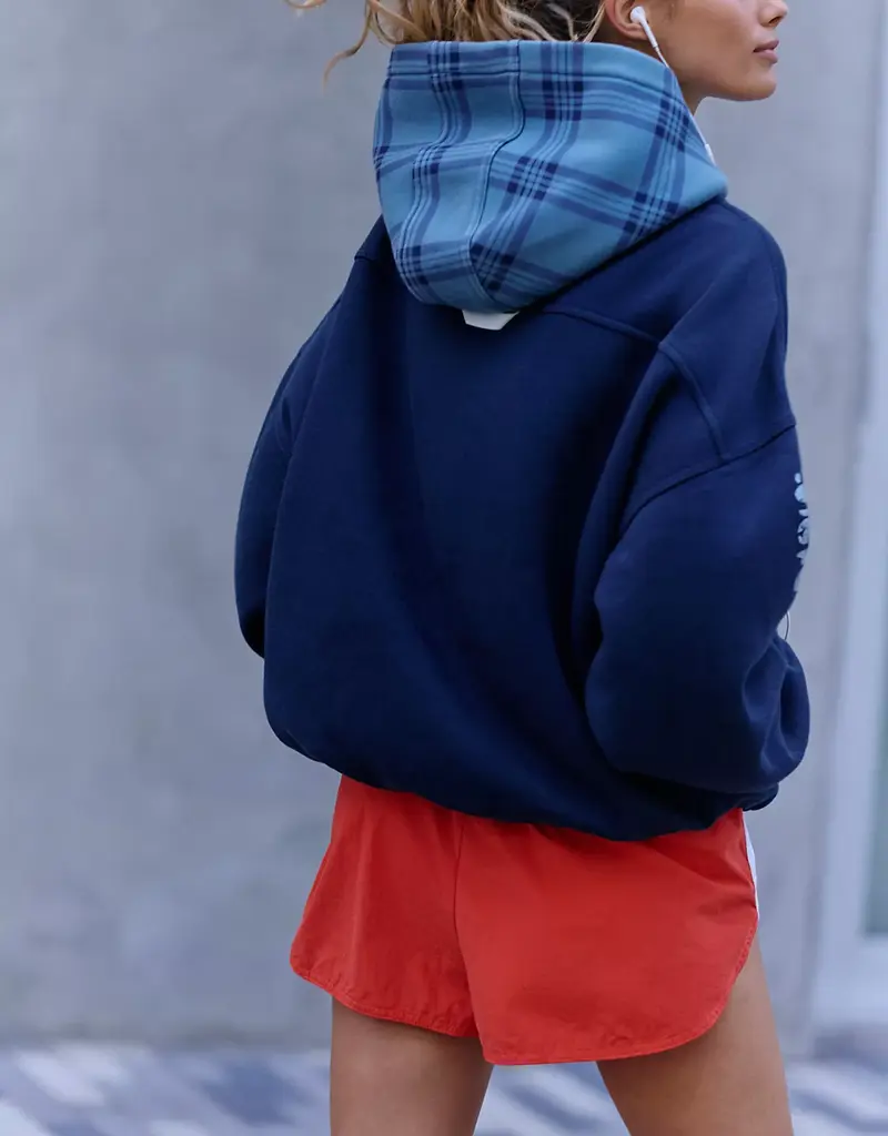 J.HOFFMAN'S FPM Plaid Hoodie Final Call in Midnight Navy