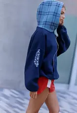 J.HOFFMAN'S FPM Plaid Hoodie Final Call in Midnight Navy