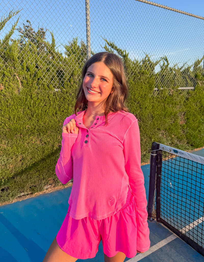 J.HOFFMAN'S FPM Cool Down Solid Crewneck in Hot Pink