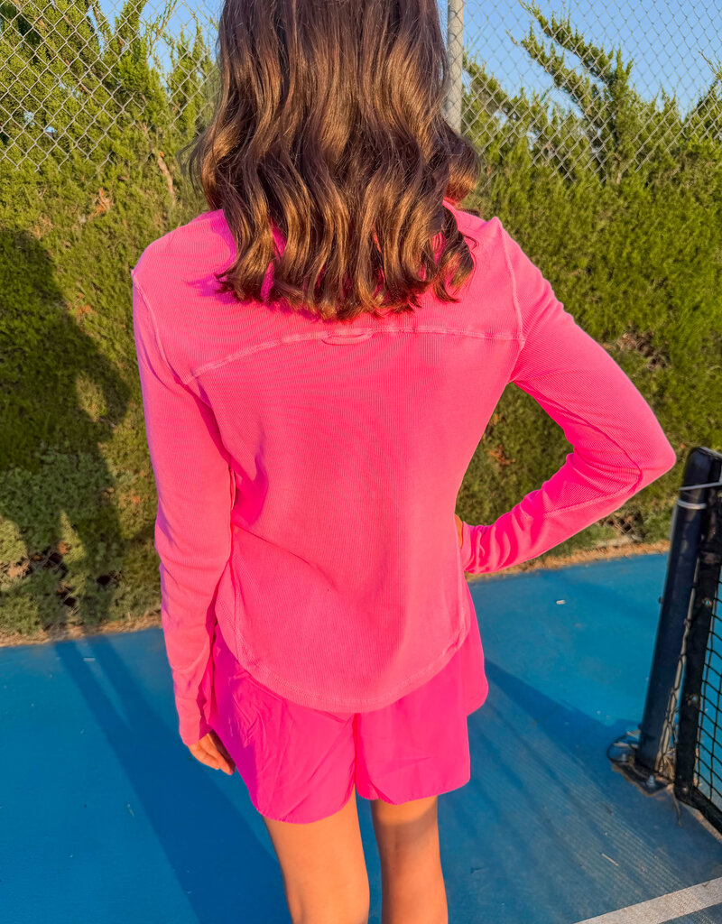 J.HOFFMAN'S FPM Cool Down Solid Crewneck in Hot Pink