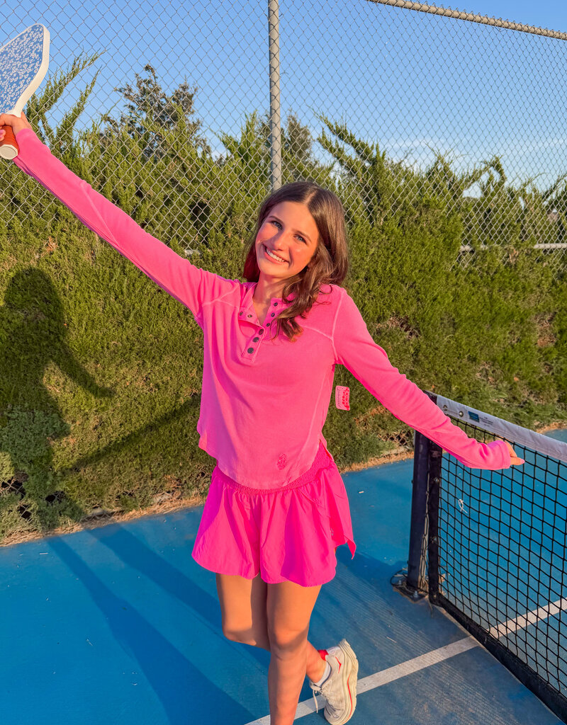 J.HOFFMAN'S FPM Cool Down Solid Crewneck in Hot Pink