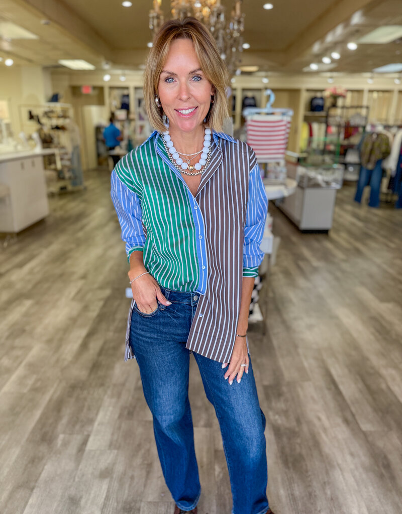 J.HOFFMAN'S Bobbie Boyfriend Shirt in Choc Combo