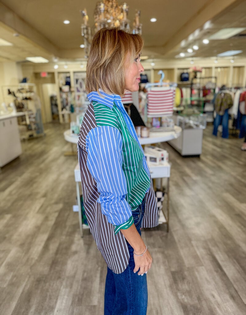 J.HOFFMAN'S Bobbie Boyfriend Shirt in Choc Combo