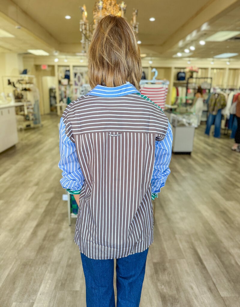 J.HOFFMAN'S Bobbie Boyfriend Shirt in Choc Combo