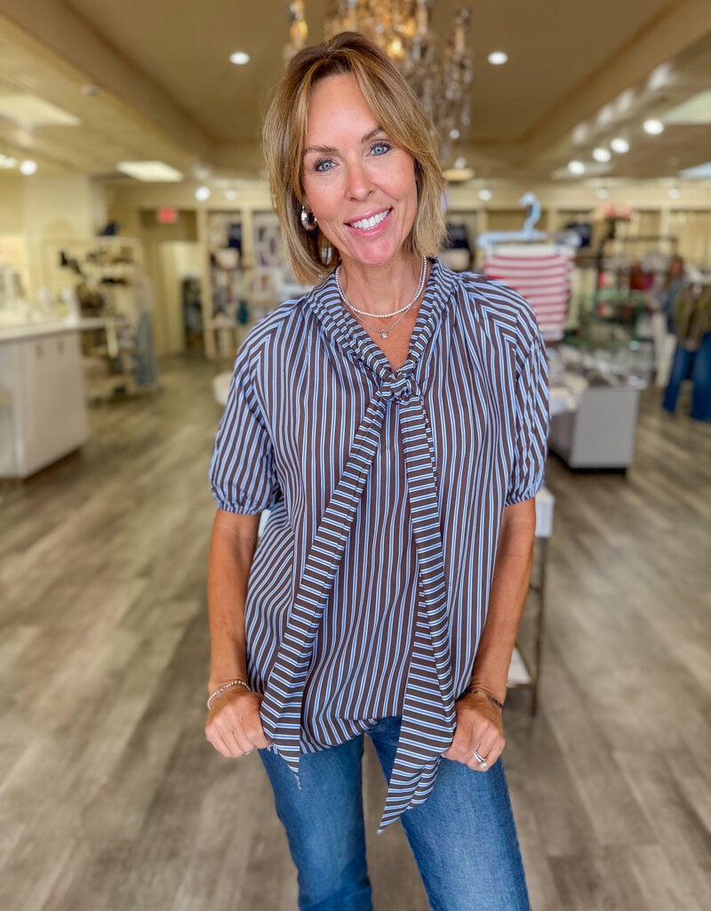 J.HOFFMAN'S Ryan Bow Top in Cocoa Stripe