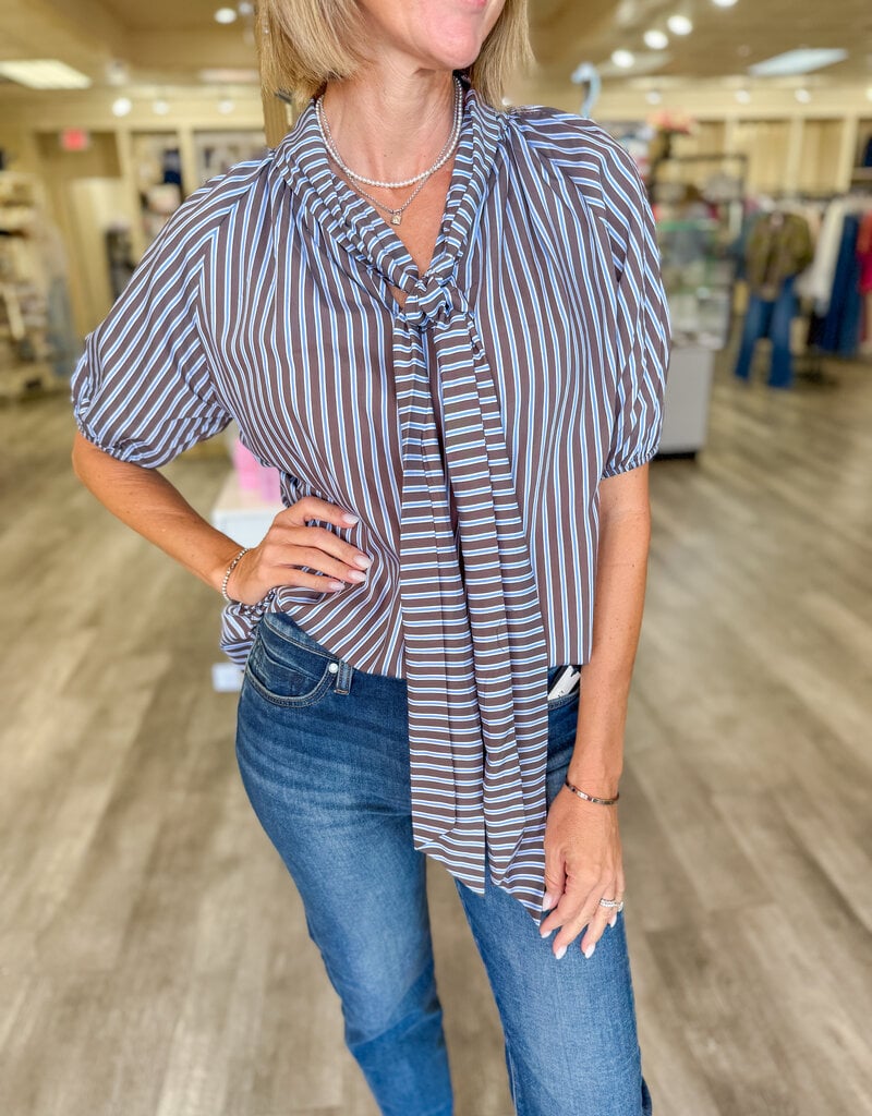J.HOFFMAN'S Ryan Bow Top in Cocoa Stripe