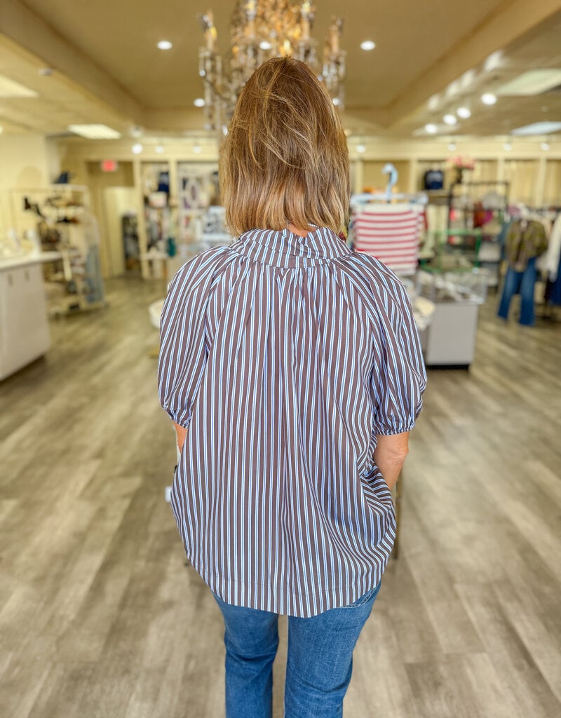 J.HOFFMAN'S Ryan Bow Top in Cocoa Stripe